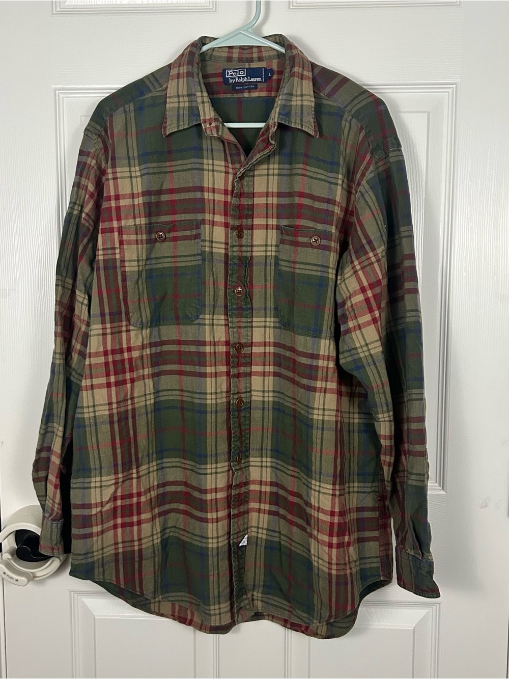 Vintage Polo Ralph Lauren Cotton Plaid Shirt Flannel Men’s Large
